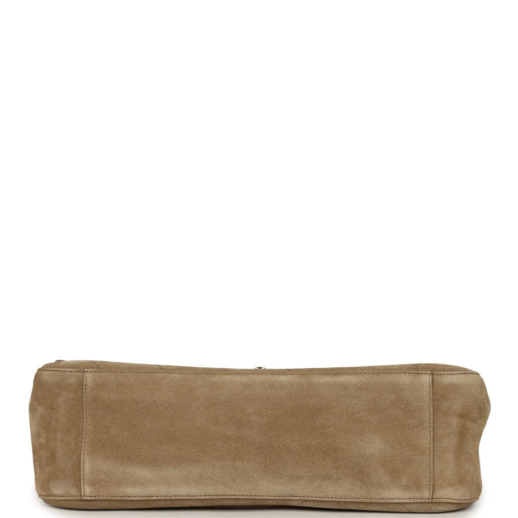 Chanel Maxi "Souplissimo" Small Flap Bag Dark Beige Suede Gold Hardware