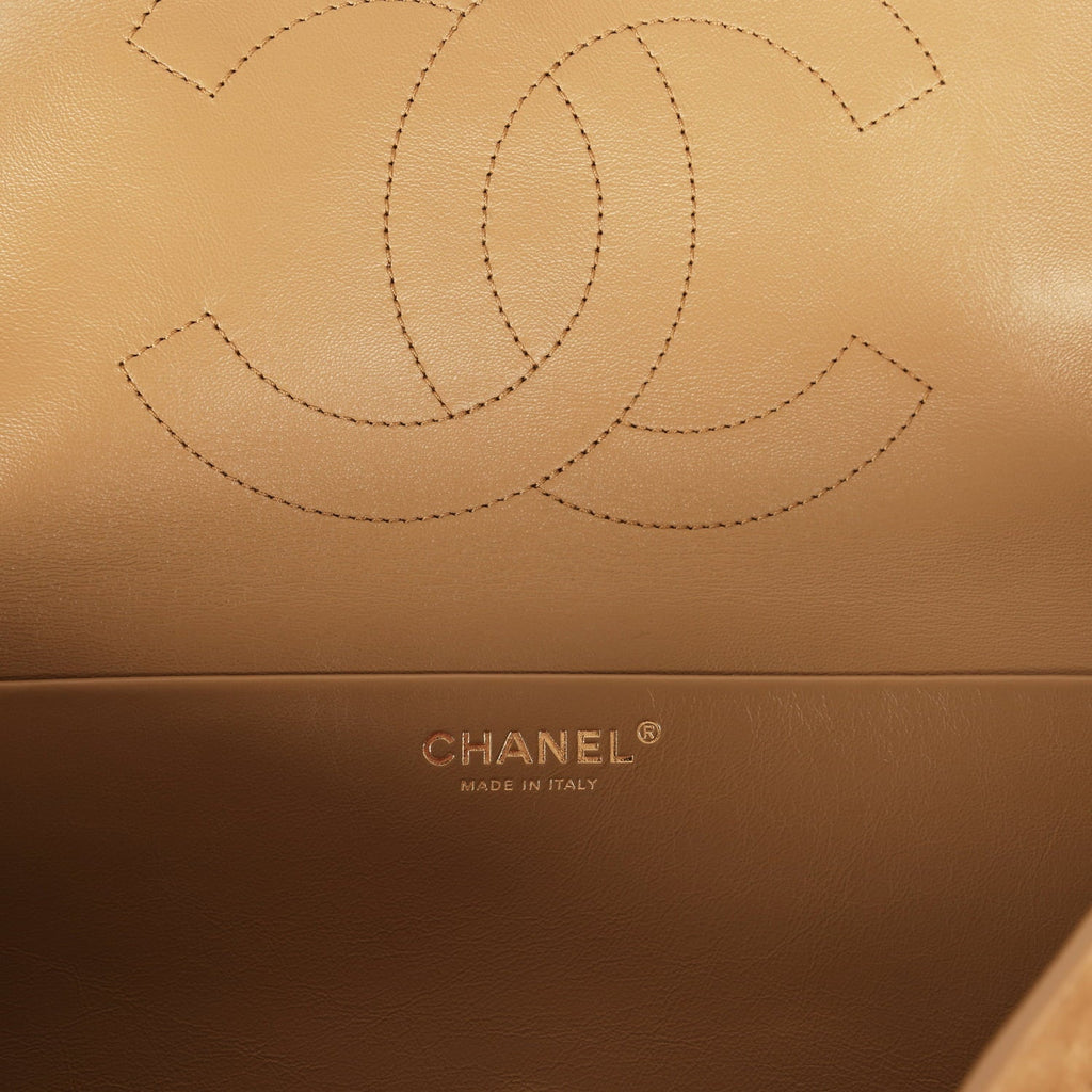 Chanel Maxi "Souplissimo" Small Flap Bag Dark Beige Suede Gold Hardware
