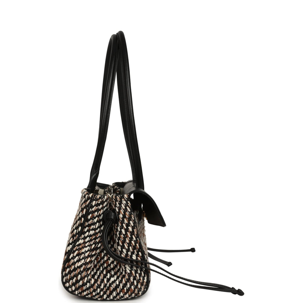 Chanel Small "Urban Essential" East West Shopping Tote Black Calfskin and Multi Tweed Gold Hardware