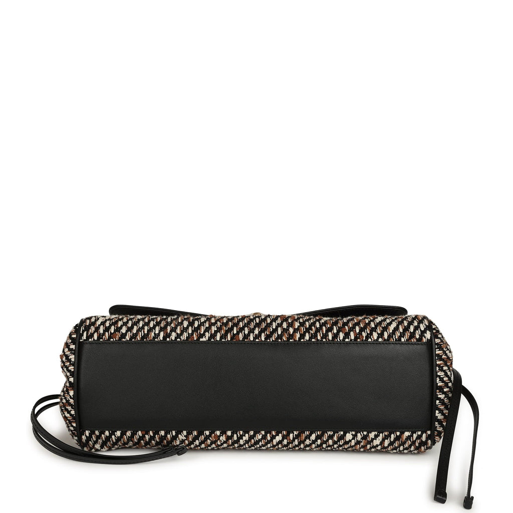 Chanel Small "Urban Essential" East West Shopping Tote Black Calfskin and Multi Tweed Gold Hardware