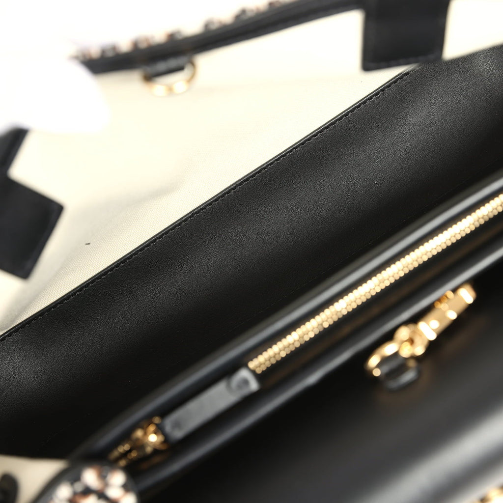 Chanel Small "Urban Essential" East West Shopping Tote Black Calfskin and Multi Tweed Gold Hardware