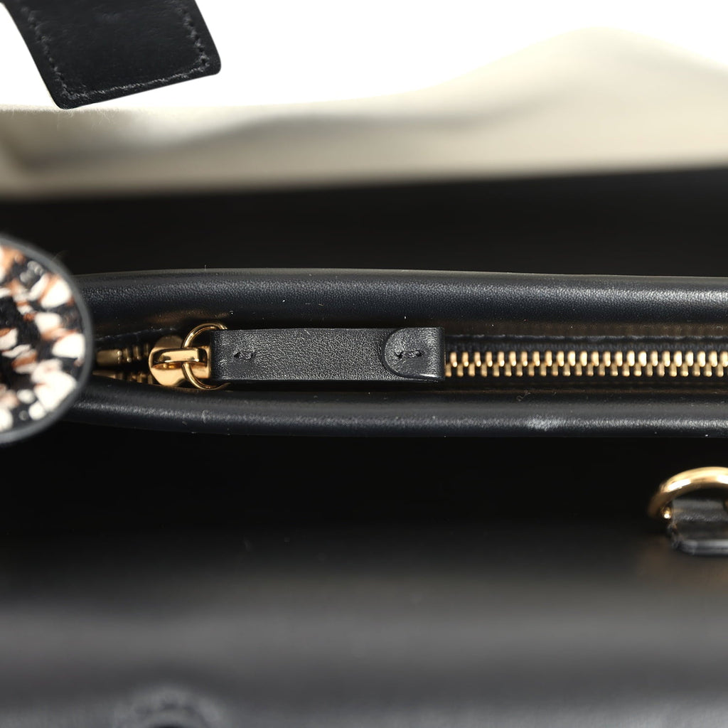 Chanel Small "Urban Essential" East West Shopping Tote Black Calfskin and Multi Tweed Gold Hardware