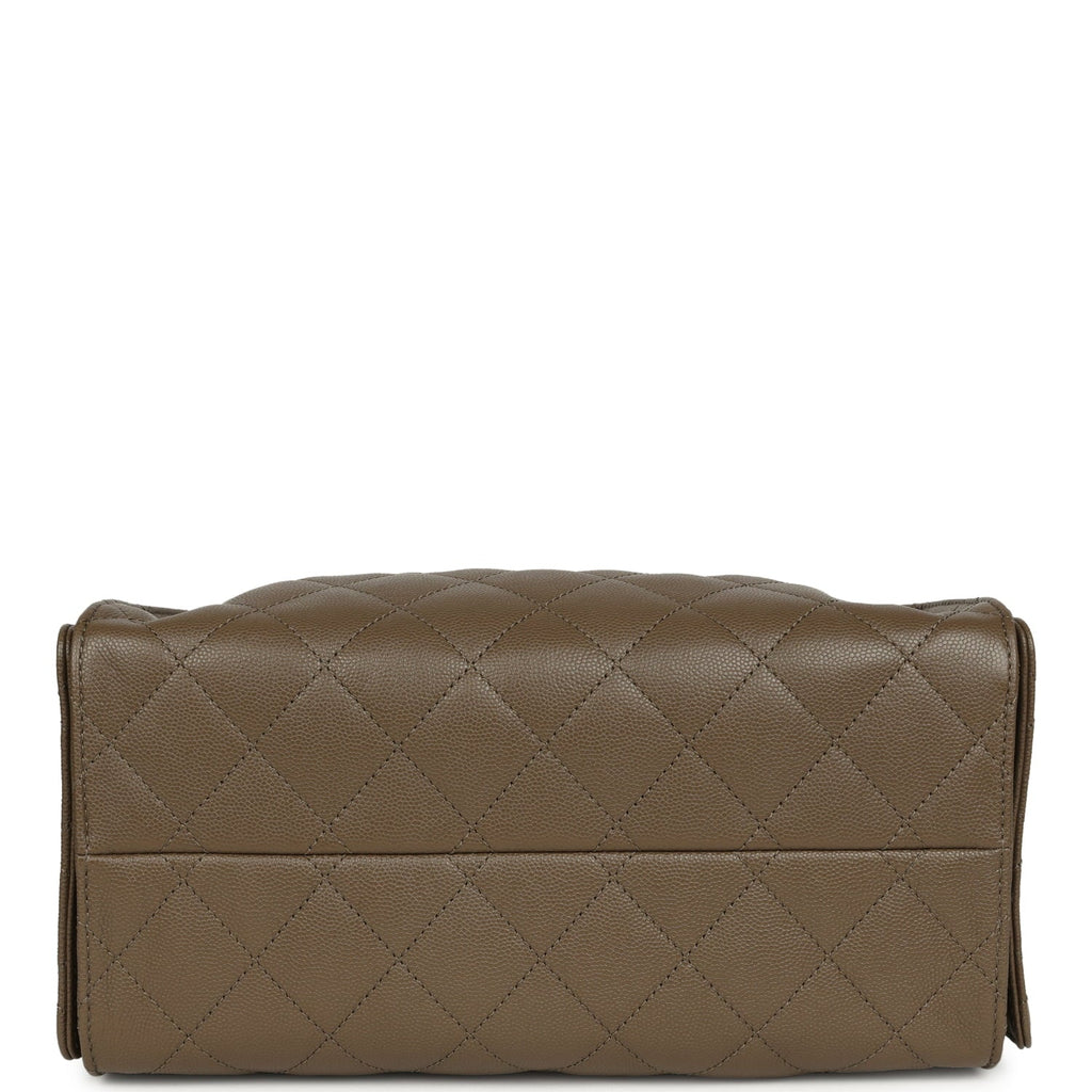 Chanel Small 25 Hobo Bag Dark Khaki Caviar Antique Gold Hardware