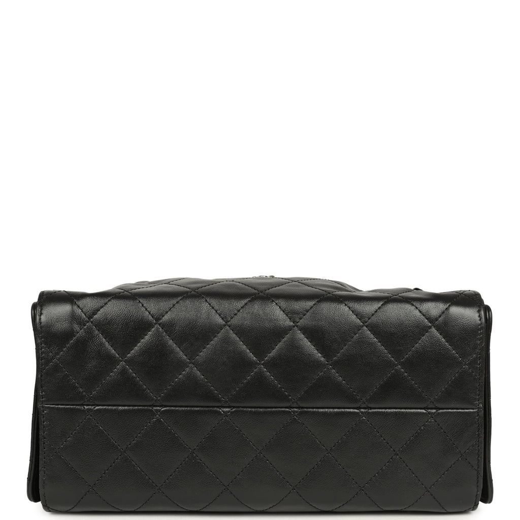 Chanel Small 25 Hobo Bag Black Shiny Aged Crumpled Calfskin Silver Hardware