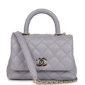 Chanel Micro Coco Top Handle Flap Light Purple Shiny Caviar Light Gold Hardware