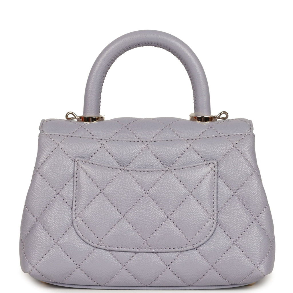 Chanel Micro Coco Top Handle Flap Light Purple Shiny Caviar Light Gold Hardware
