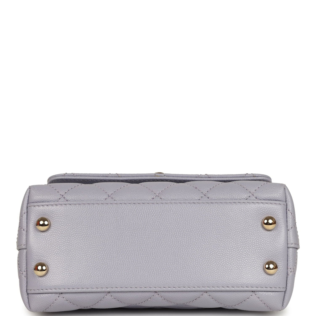 Chanel Micro Coco Top Handle Flap Light Purple Shiny Caviar Light Gold Hardware