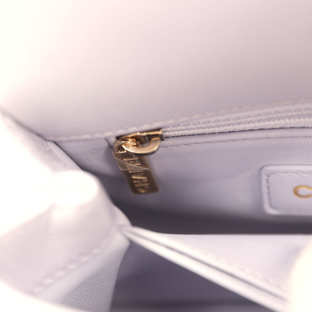 Chanel Micro Coco Top Handle Flap Light Purple Shiny Caviar Light Gold Hardware