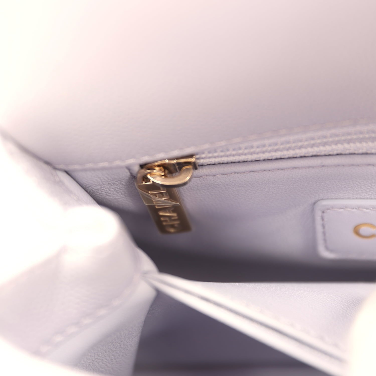 Chanel Micro Coco Top Handle Flap Light Purple Shiny Caviar Light Gold Hardware