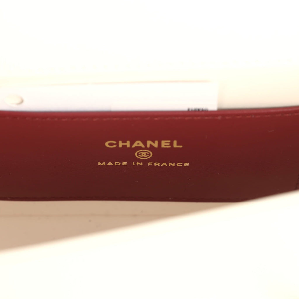 Chanel Mini Preppy Coco Clutch with Straps White Shiny Caviar Brushed Gold Hardware