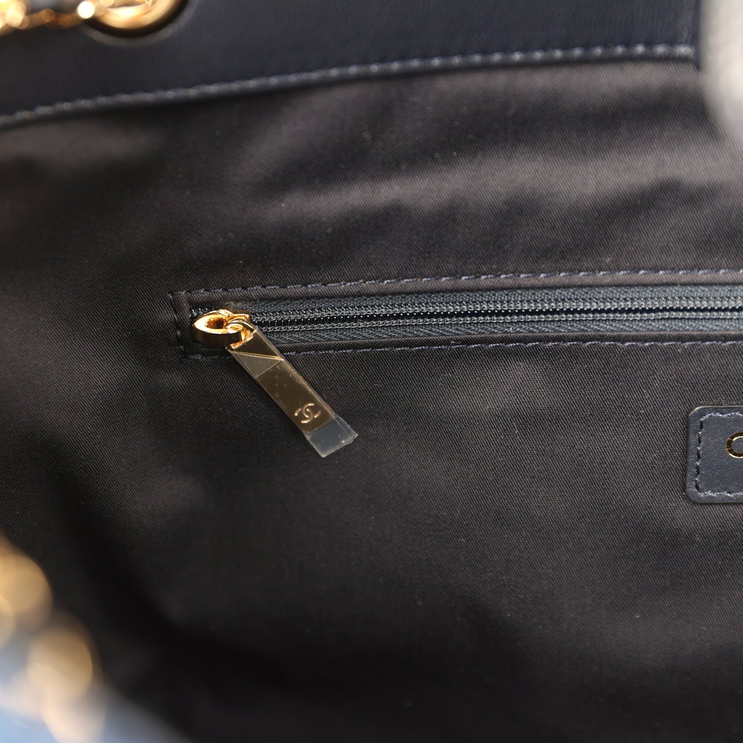 Chanel Small Coco Base Hobo Bag Blue Denim Tweed and Navy Blue Shiny Lambskin Gold Hardware