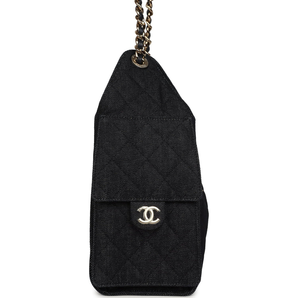 Chanel Small 25 Hobo Bag Dark Blue Denim Light Gold Hardware