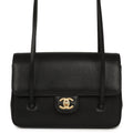 Chanel Small Preppy Coco Flap Bag Black Shiny Caviar Brushed Gold Hardware