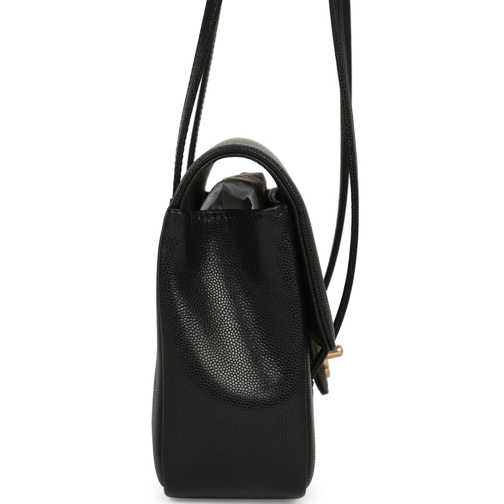 Chanel Small Preppy Coco Flap Bag Black Shiny Caviar Brushed Gold Hardware