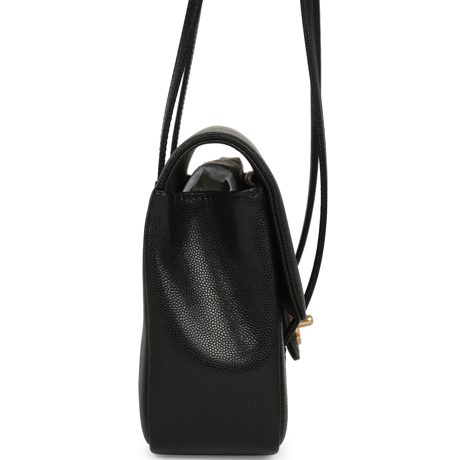 Chanel Small Preppy Coco Flap Bag Black Shiny Caviar Brushed Gold Hardware