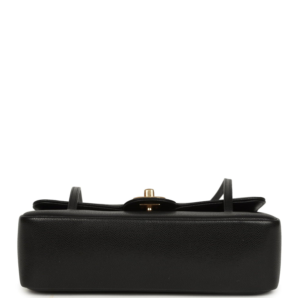 Chanel Small Preppy Coco Flap Bag Black Shiny Caviar Brushed Gold Hardware