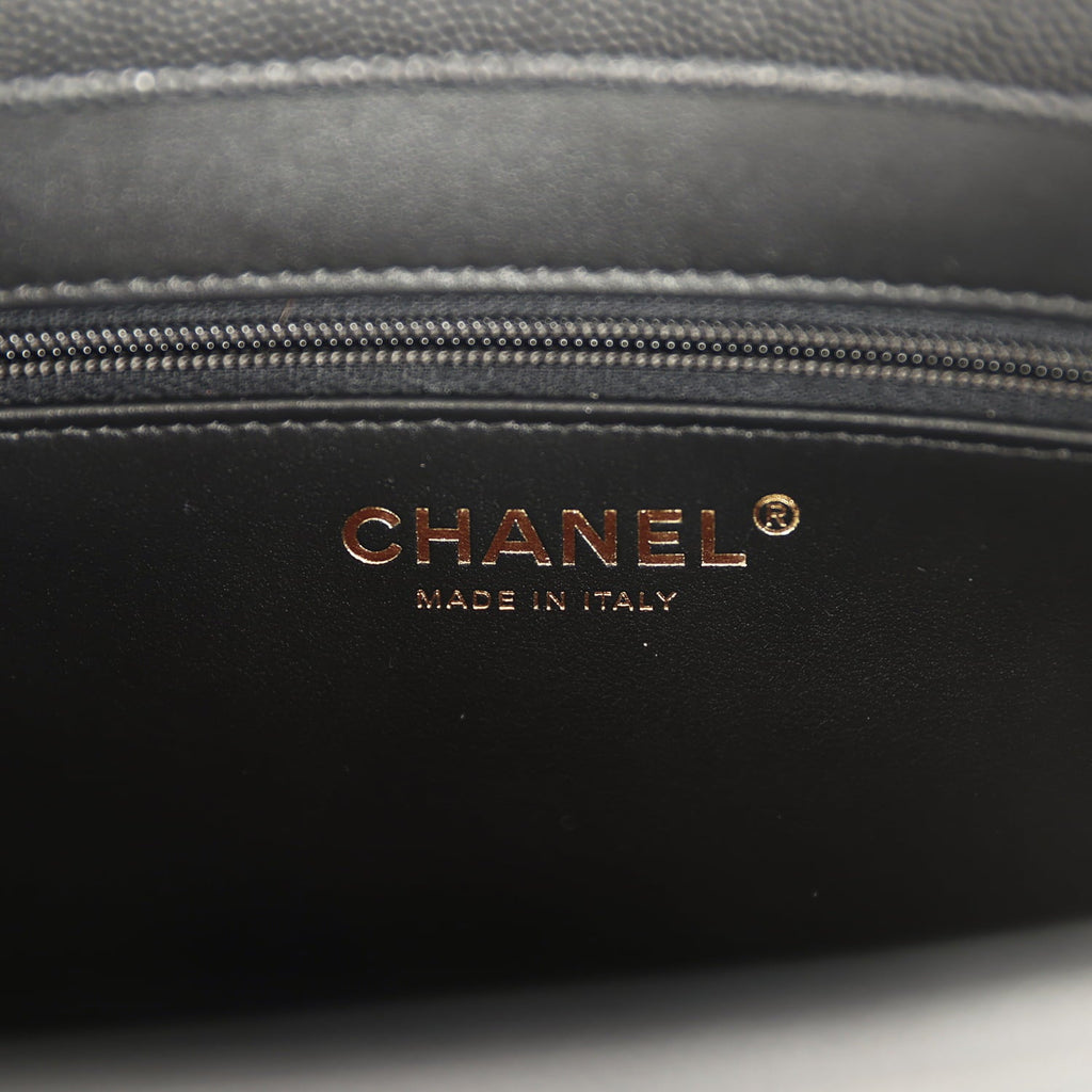 Chanel Small Preppy Coco Flap Bag Black Shiny Caviar Brushed Gold Hardware