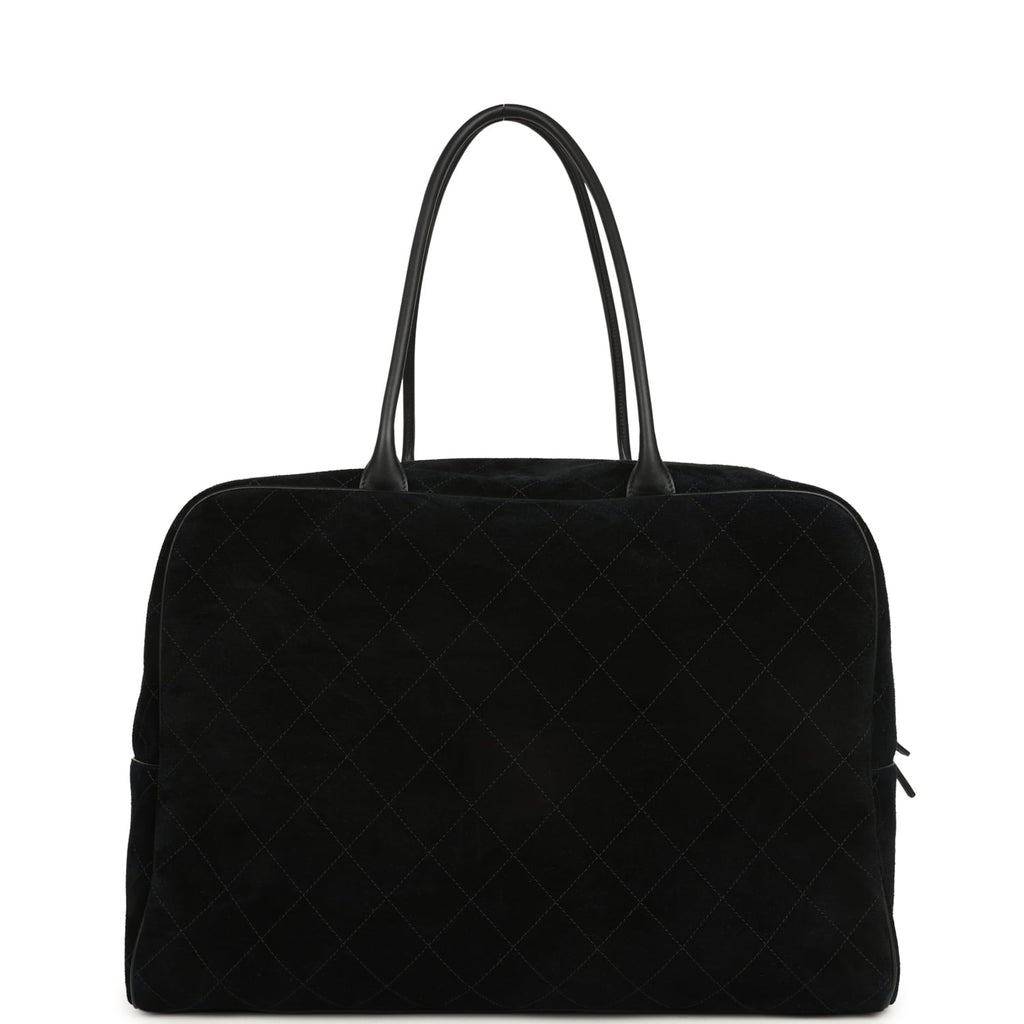 Chanel Maxi "Perfect Bowling" Bag Black Suede Gold Hardware