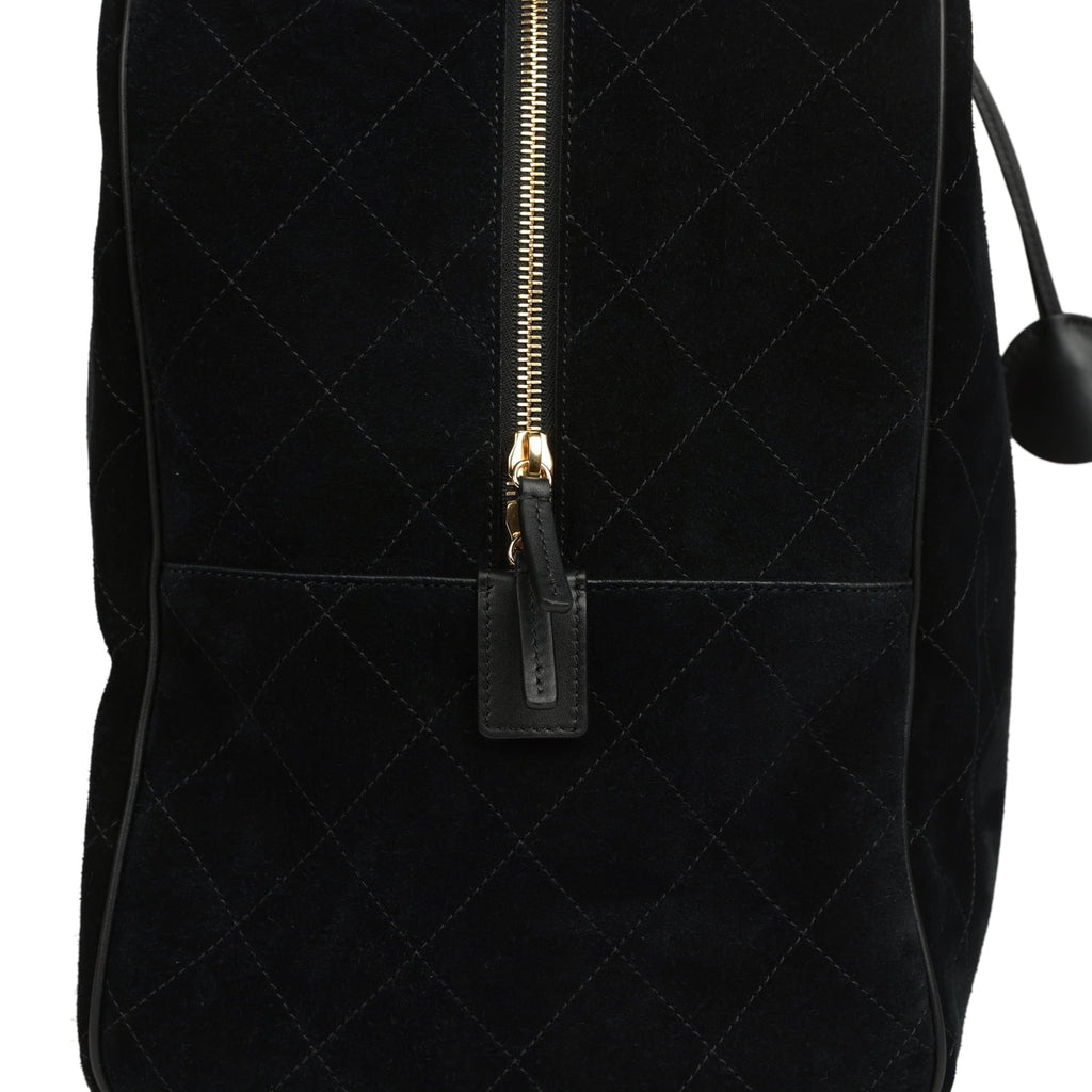 Chanel Maxi "Perfect Bowling" Bag Black Suede Gold Hardware