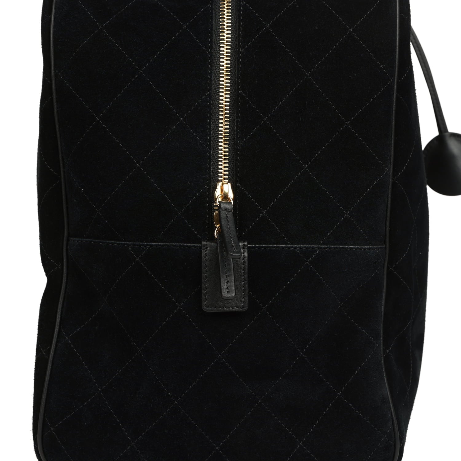 Chanel Maxi "Perfect Bowling" Bag Black Suede Gold Hardware