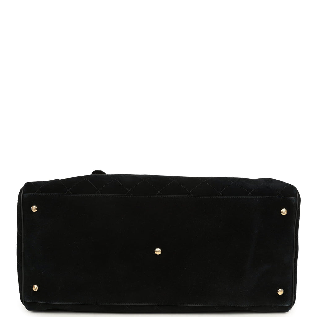 Chanel Maxi "Perfect Bowling" Bag Black Suede Gold Hardware