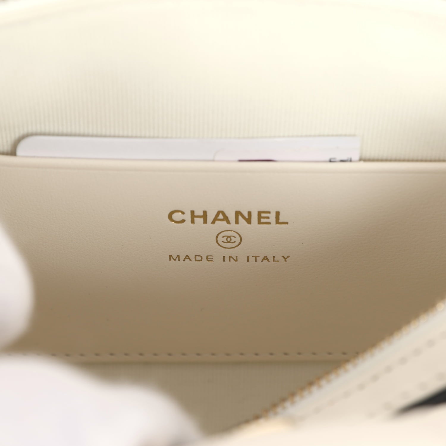 Chanel Mini Timeless Classic Barrel Bag with Chain White and Black Lambskin Light Gold Hardware