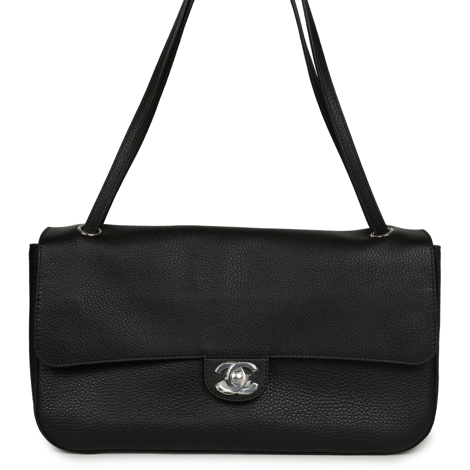 Chanel Maxi "Souplissimo" Small Flap Bag Black Caviar Silver Hardware