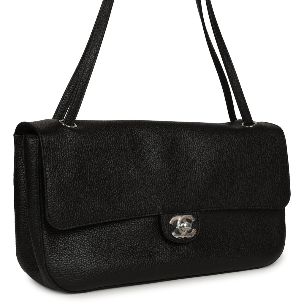 Chanel Maxi "Souplissimo" Small Flap Bag Black Caviar Silver Hardware