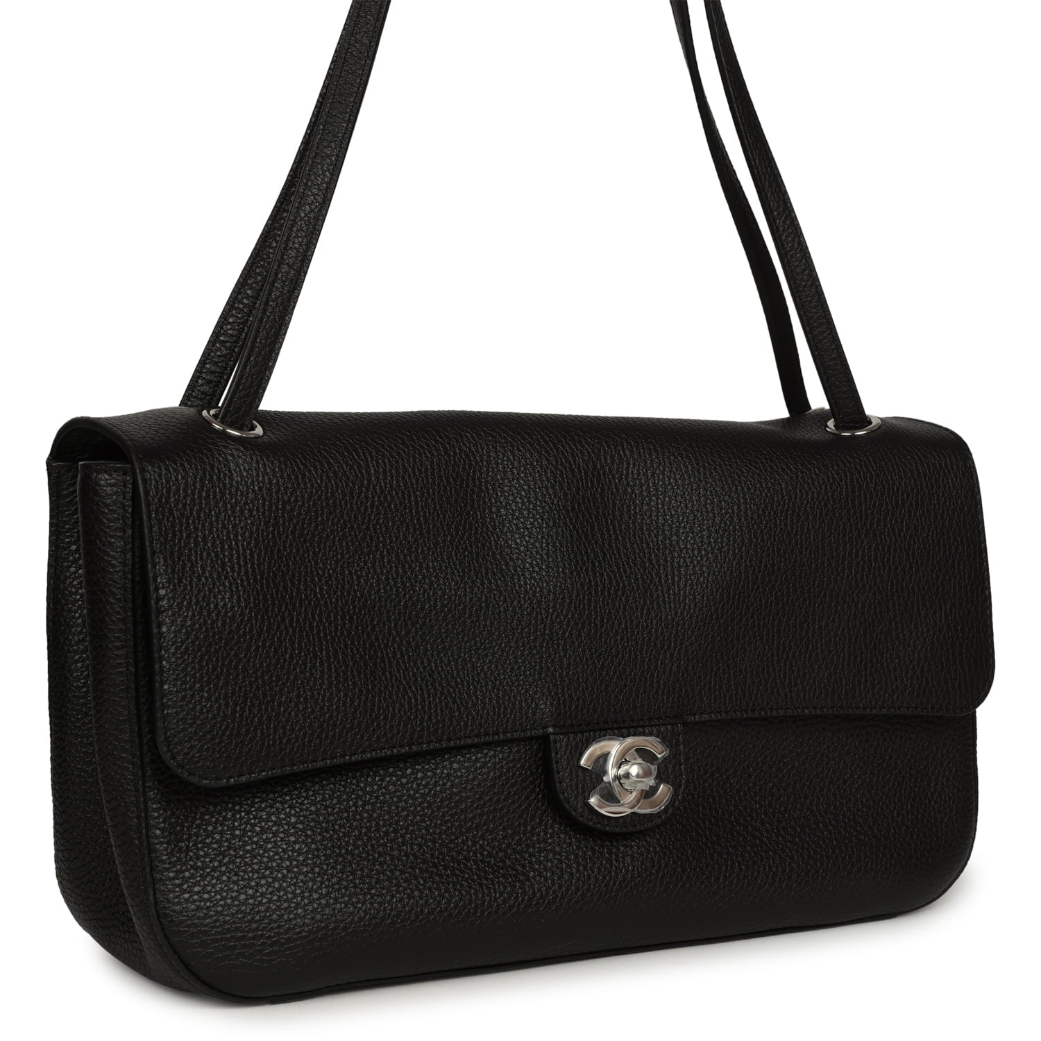 Chanel Maxi "Souplissimo" Small Flap Bag Black Caviar Silver Hardware