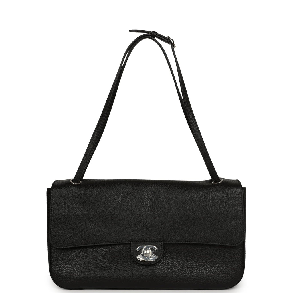 Chanel Maxi "Souplissimo" Small Flap Bag Black Caviar Silver Hardware