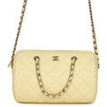 Chanel Mini Timeless Classic Barrel Bag with Chain Yellow Shiny Caviar Light Gold Hardware