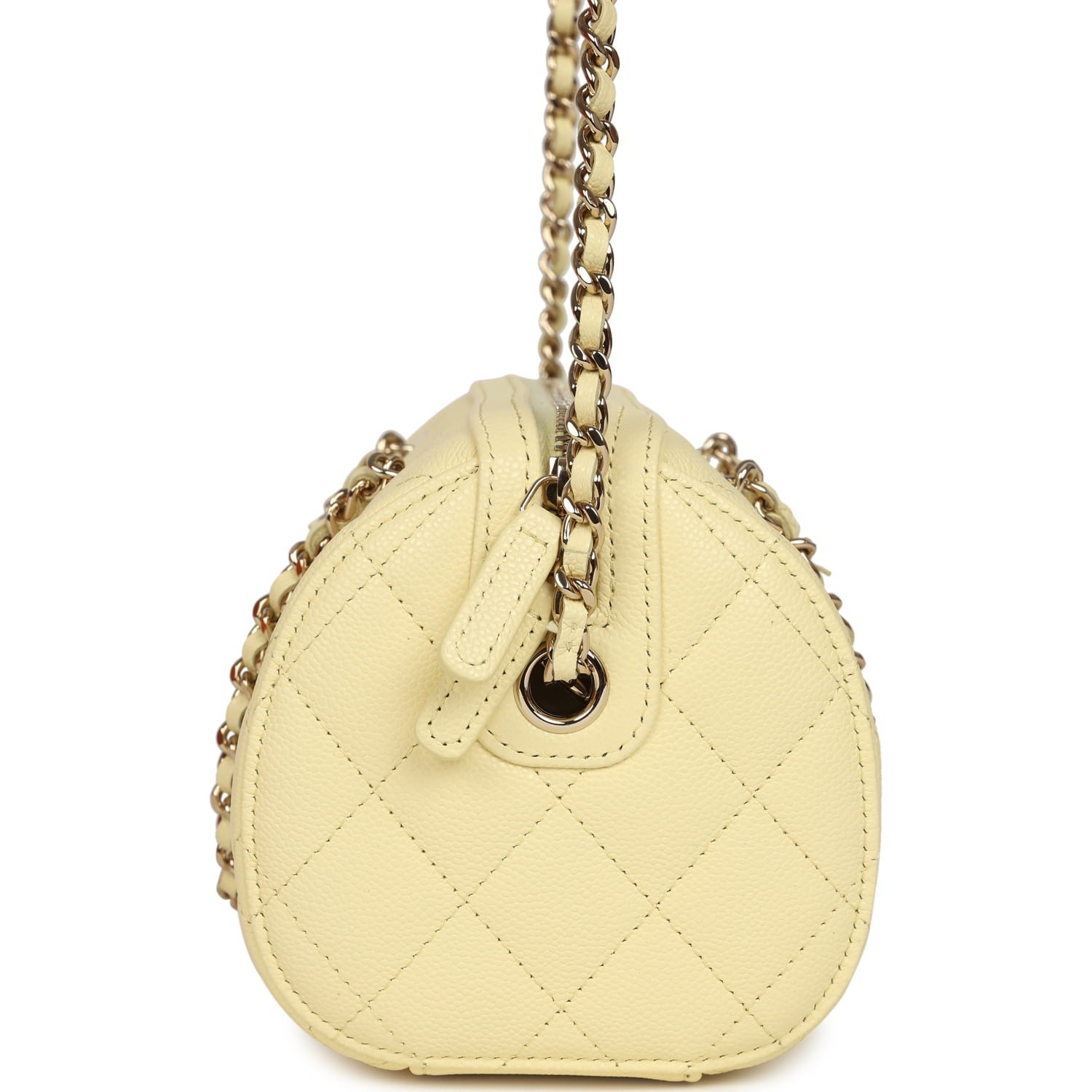 Chanel Mini Timeless Classic Barrel Bag with Chain Yellow Shiny Caviar Light Gold Hardware