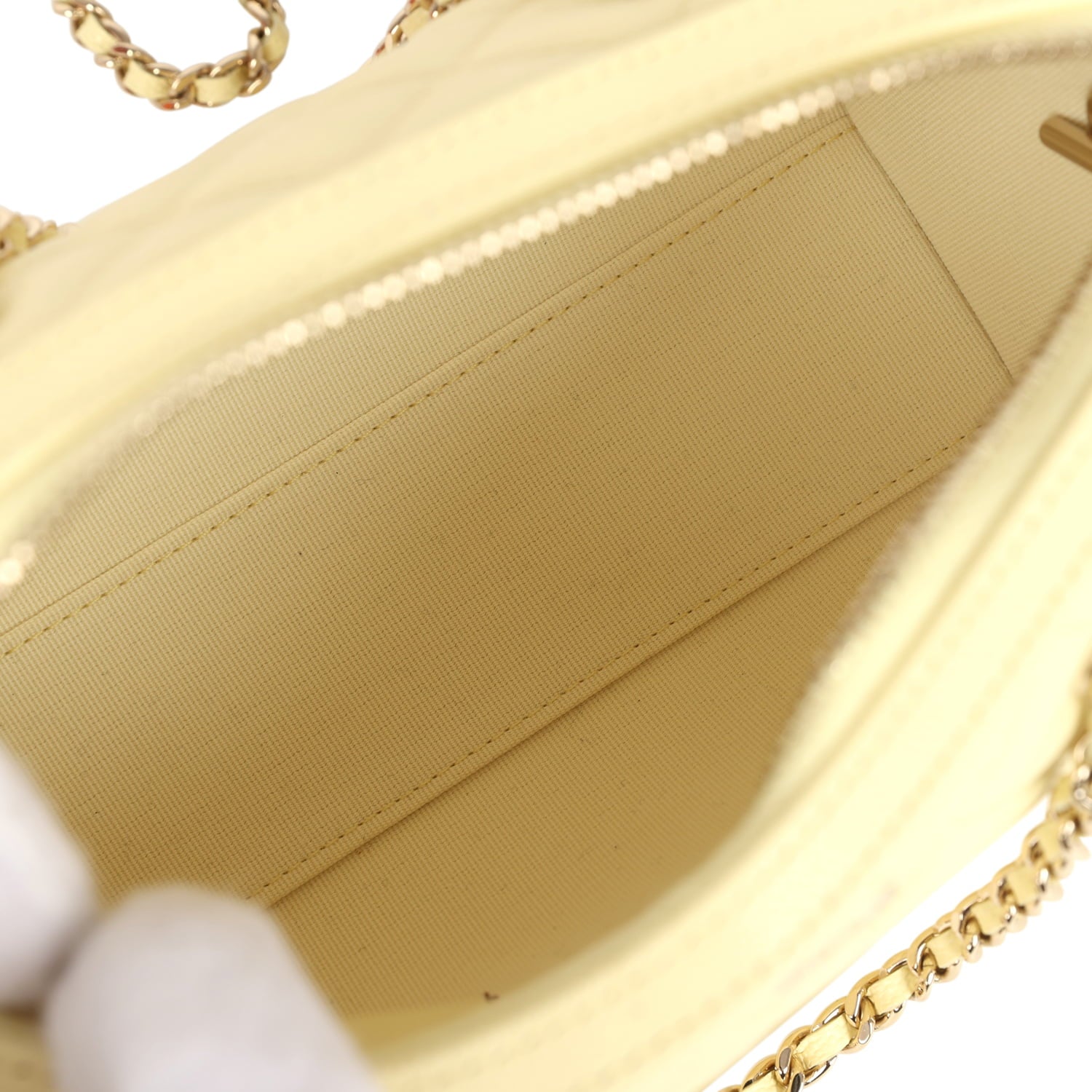 Chanel Mini Timeless Classic Barrel Bag with Chain Yellow Shiny Caviar Light Gold Hardware