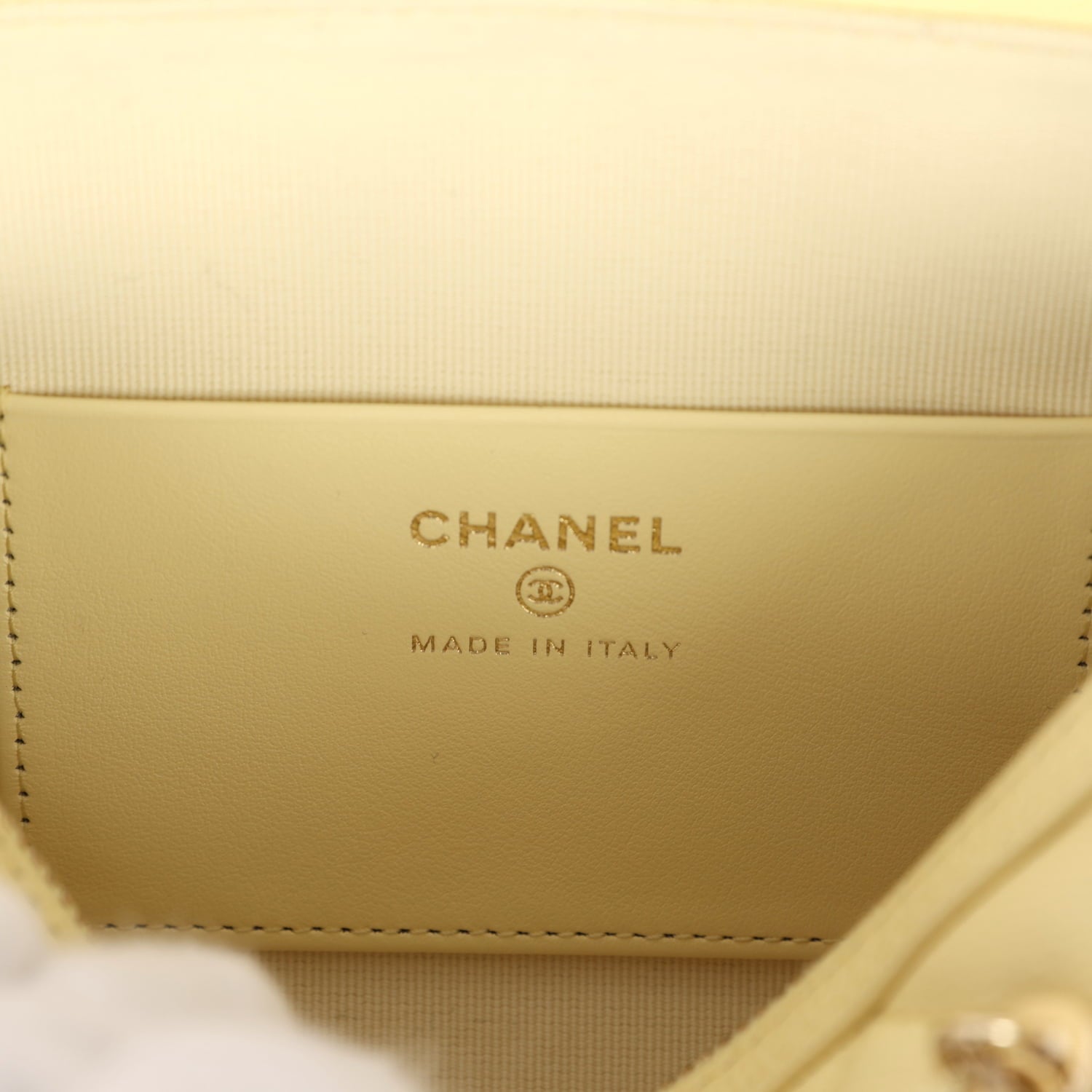 Chanel Mini Timeless Classic Barrel Bag with Chain Yellow Shiny Caviar Light Gold Hardware