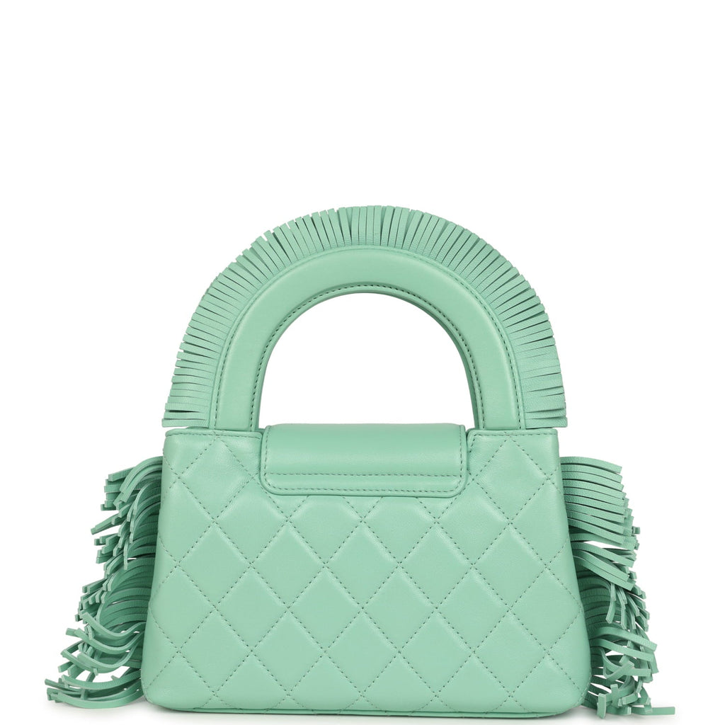 Chanel Small Fringe Kelly Green Lambskin Gold Hardware
