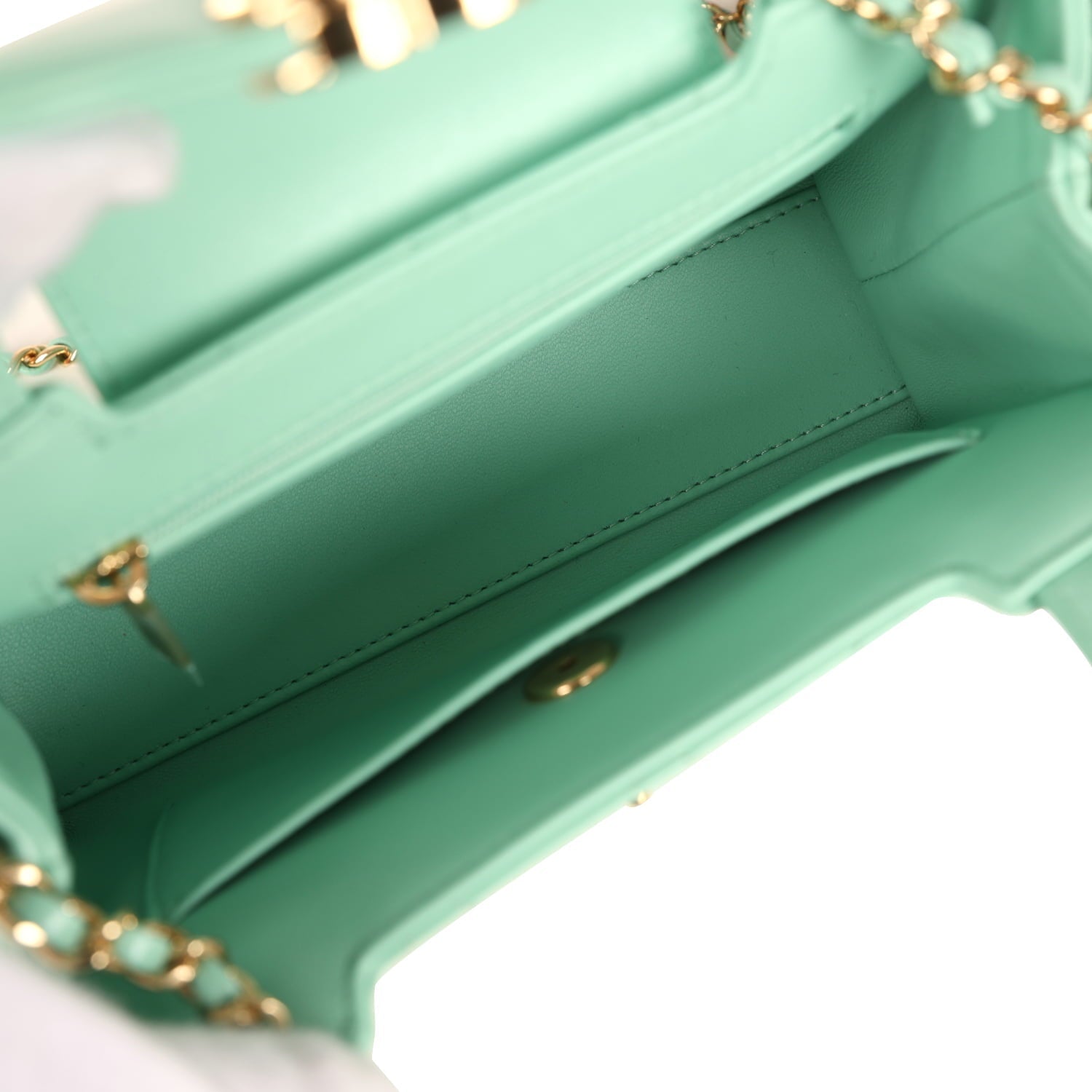 Chanel Small Fringe Kelly Green Lambskin Gold Hardware