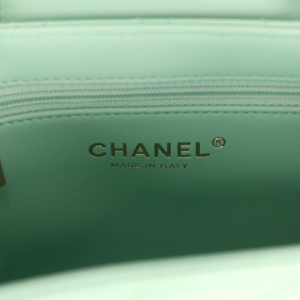 Chanel Small Fringe Kelly Green Lambskin Gold Hardware