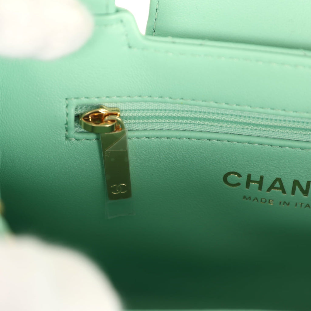 Chanel Small Fringe Kelly Green Lambskin Gold Hardware