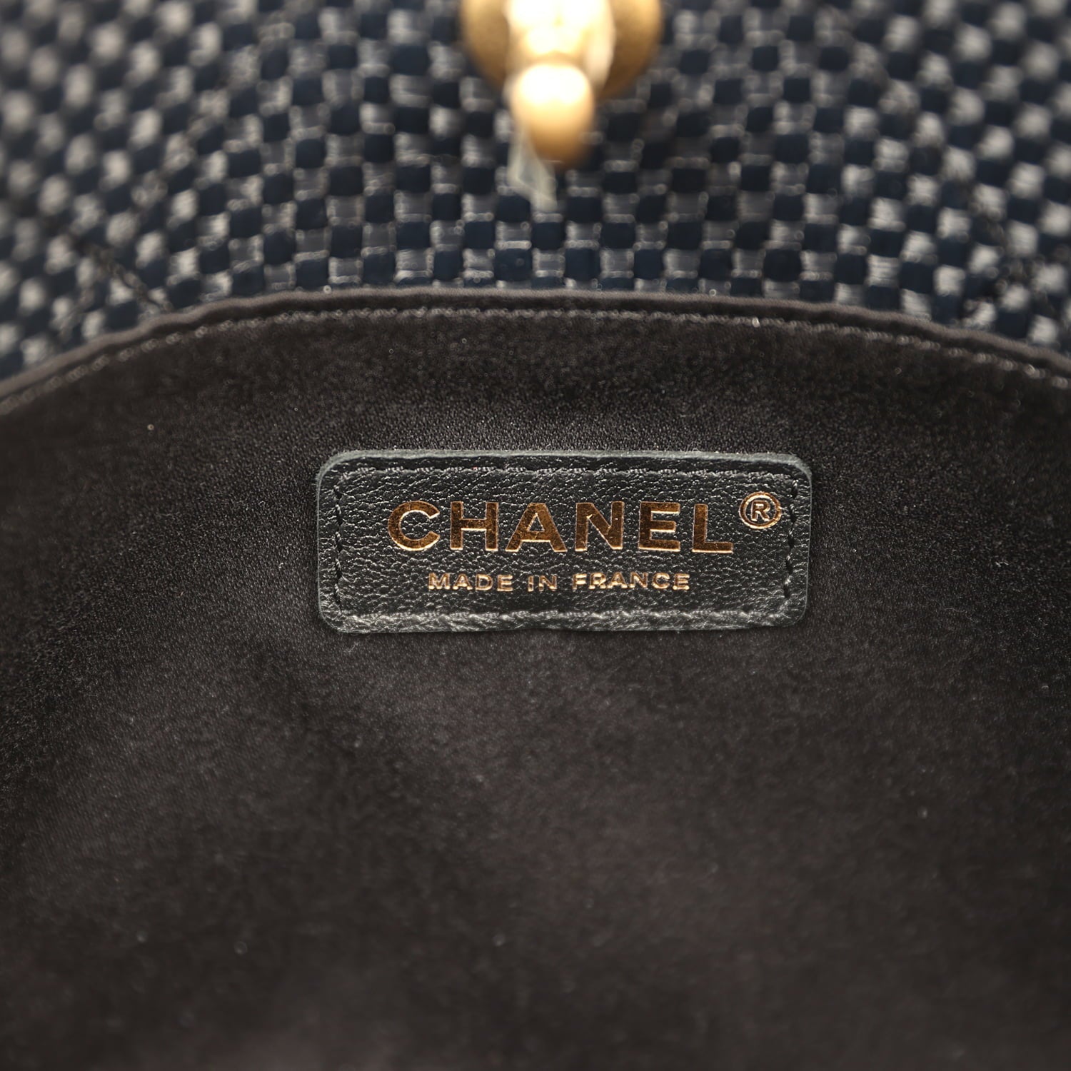 Chanel Small Coco Shopping Bag Black Raffia and White Calfskin Antique Gold Hardware