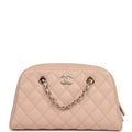 Chanel Small Bowling Clutch with Chain Straps Pink Shiny Caviar Light Gold Hardware