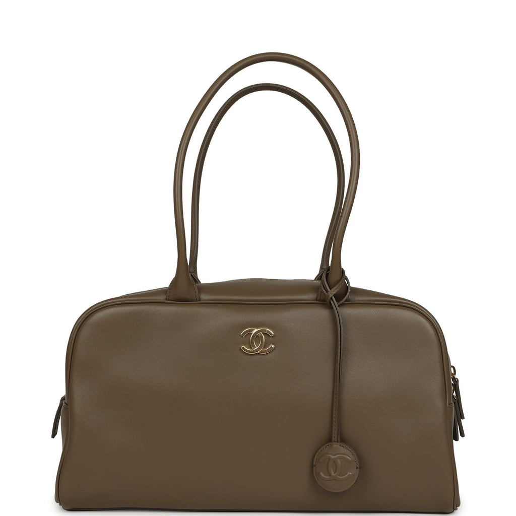 Chanel Large "Perfect Bowling" Bag Dark Khaki Calfskin Gold Hardware