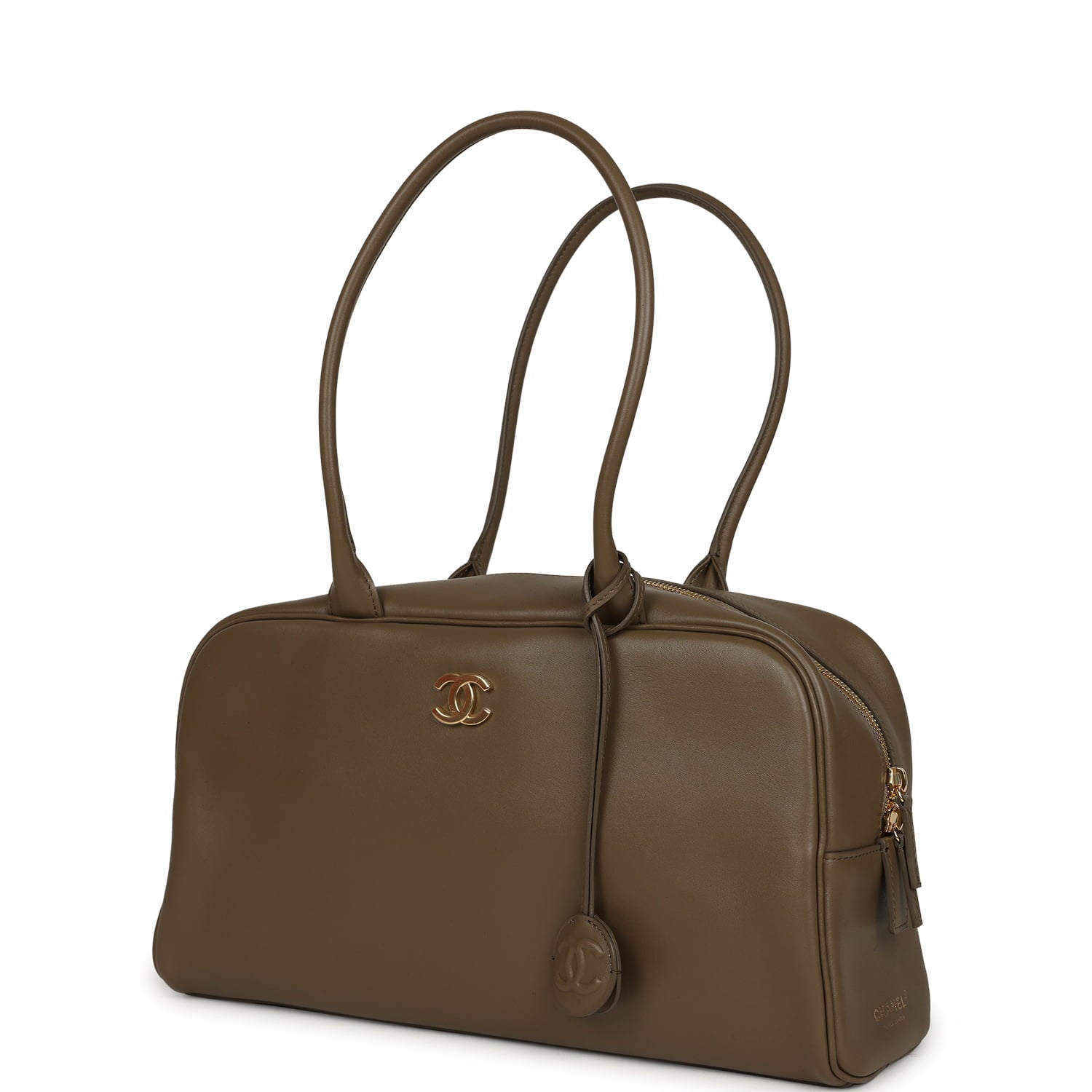 Chanel Large "Perfect Bowling" Bag Dark Khaki Calfskin Gold Hardware