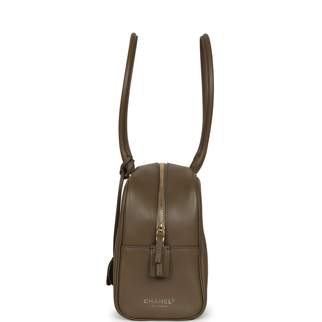 Chanel Large "Perfect Bowling" Bag Dark Khaki Calfskin Gold Hardware