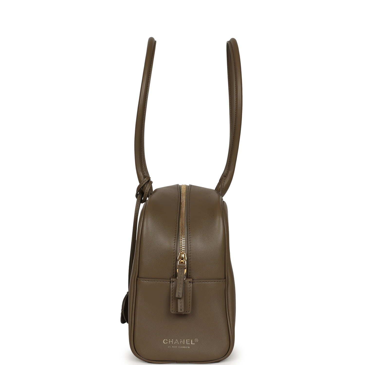 Chanel Large "Perfect Bowling" Bag Dark Khaki Calfskin Gold Hardware