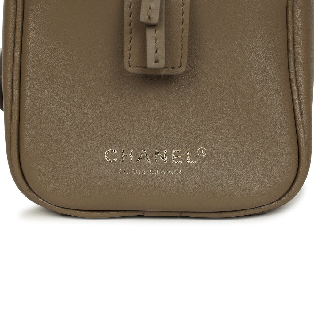 Chanel Large "Perfect Bowling" Bag Dark Khaki Calfskin Gold Hardware