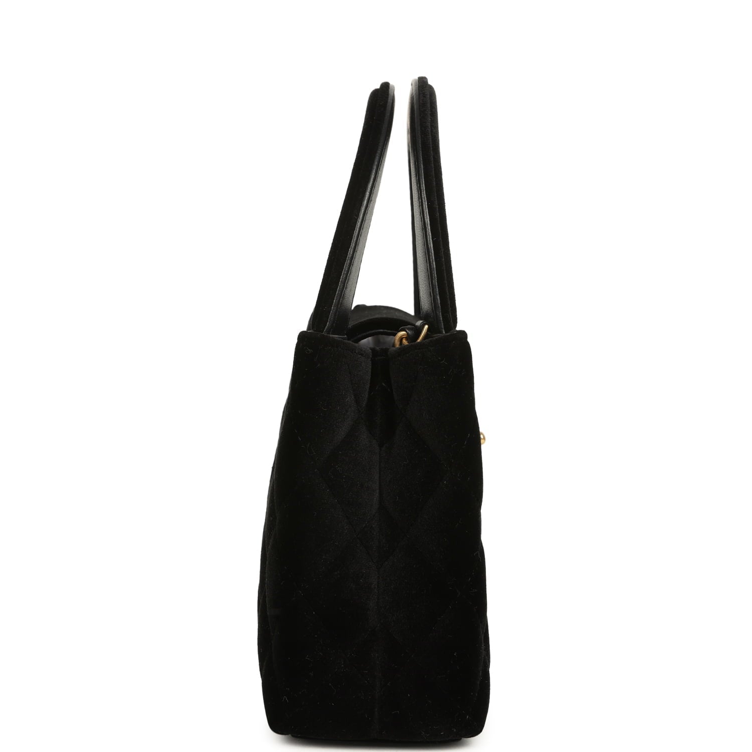 Chanel Small Kelly Shopper Black Velvet Brushed Gold Hardware