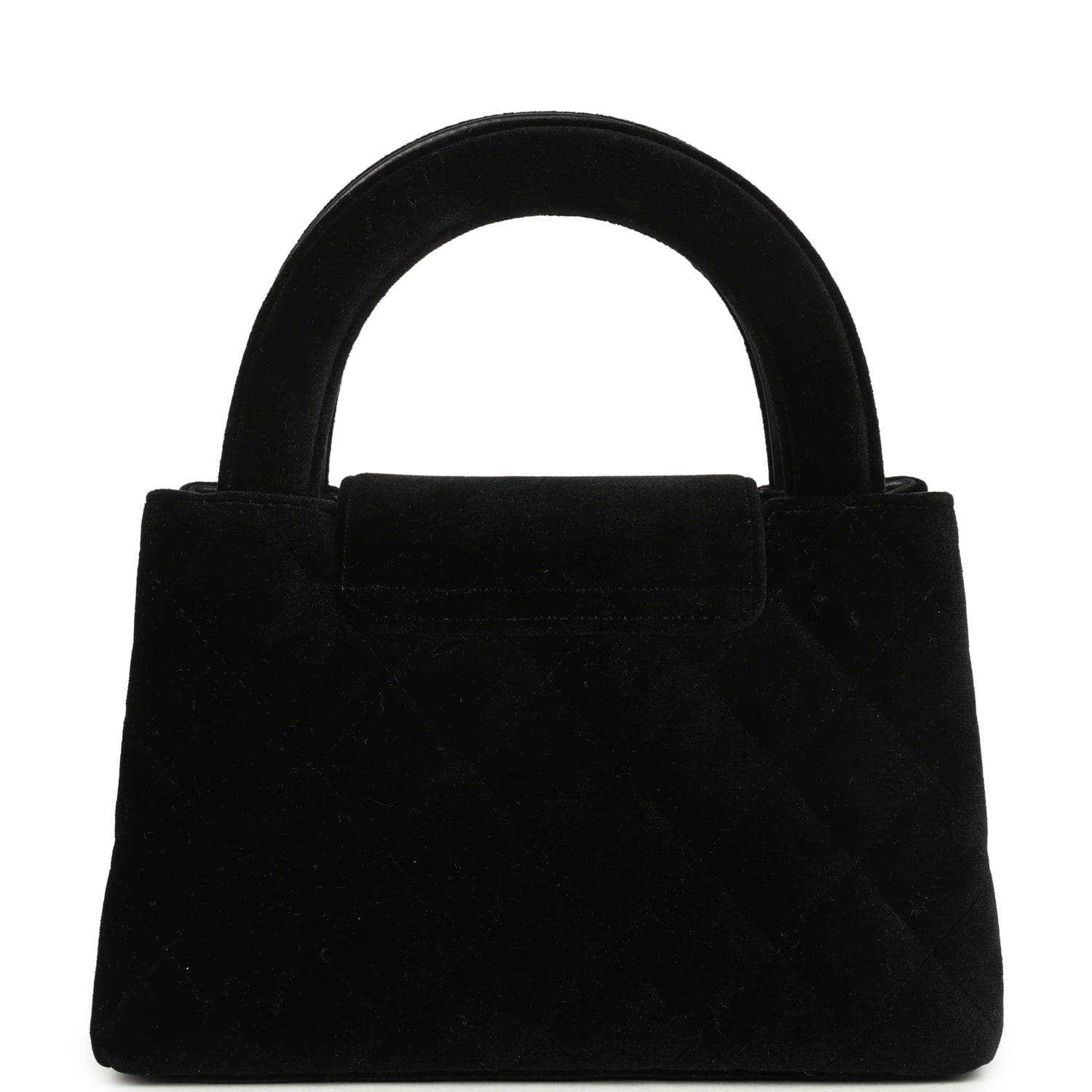 Chanel Small Kelly Shopper Black Velvet Brushed Gold Hardware