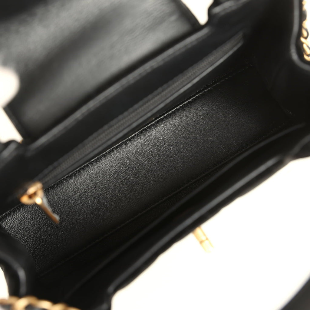 Chanel Small Kelly Shopper Black Velvet Brushed Gold Hardware