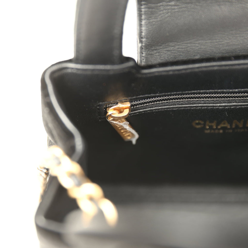 Chanel Small Kelly Shopper Black Velvet Brushed Gold Hardware