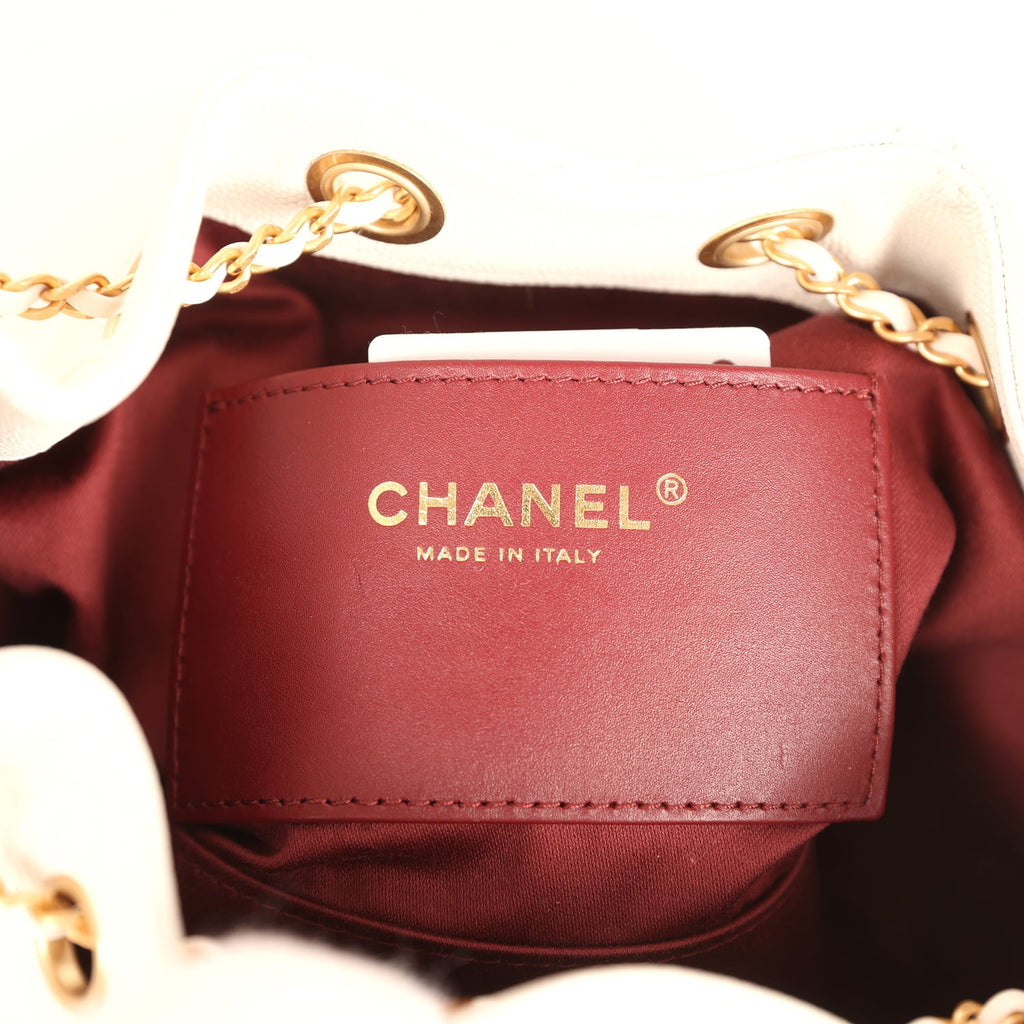 Chanel Mini 25 Hobo Bag White Caviar Antique Gold Hardware